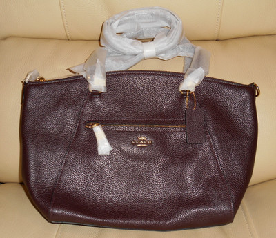 NEW NWT COACH SATCHEL BAG PURSE TOTE PEBBLED LEATHER PRAIRIE MAROON BURGUNDY