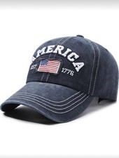 Navy Blue America Est 1776 USA Flag Hat Adjustable Cap
