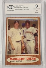 1962 Topps #18 MICKEY MANTLE/ WILLIE MAYS Card *Managers Dream* BCCG 9 MINT