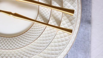 Wilmax Bread Plate mit Goldrand, flach, rund, 15 cm   WL-880102100/A