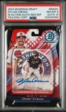 Dylan Crews 2024 Bowman Draft Chrome In Action Red Auto 5/5 PSA POP 1 BOOKEND