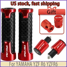 Motorcycle Handlebar Grips Bar End Cap Tire Valve Red For YAMAHA YZF R6 YZFR6