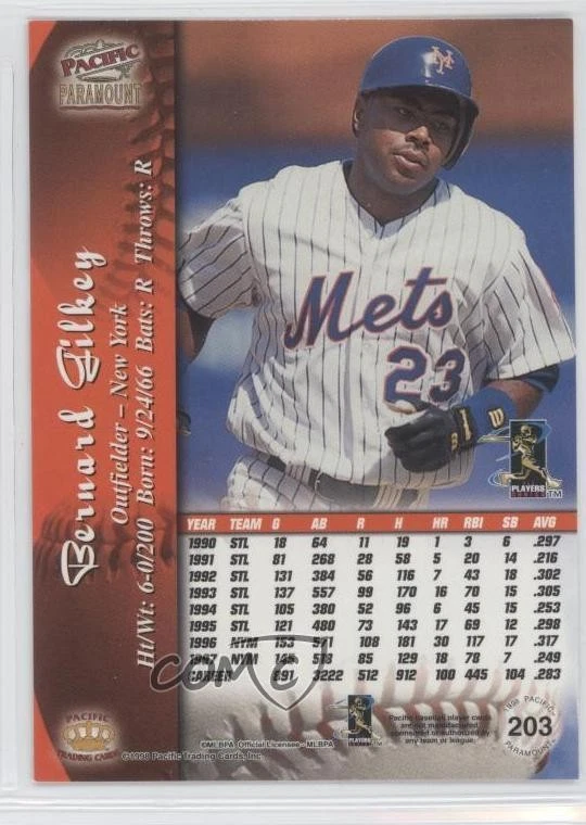 1998 Pacific Paramount Red Bernard Gilkey #203 - Image 2 of 2