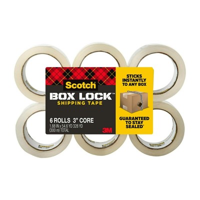Scotch Box Lock Packaging Tape,6 Rolls,1.88 in x 54.6 yd, 6 Rolls, Clear 