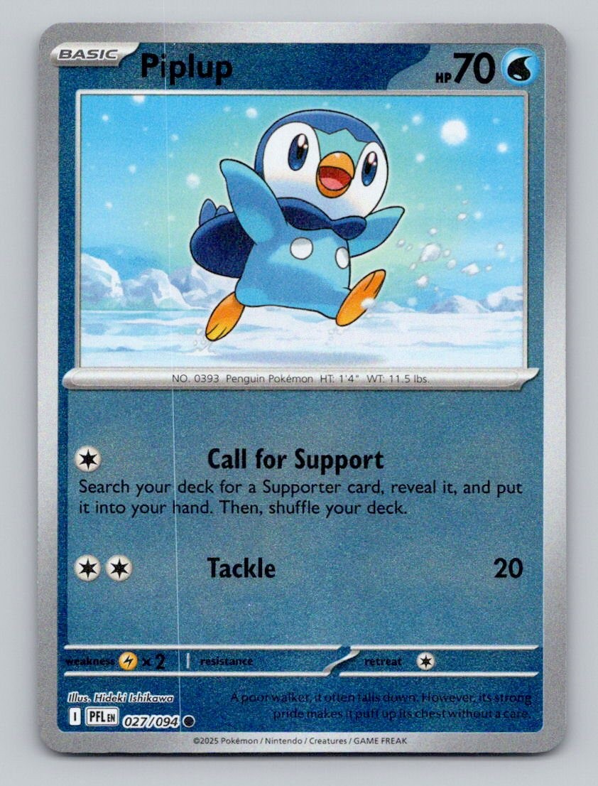 Reverse Holo Piplup 027/094 Common Phantasmal Flames Pokemon