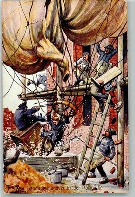 13568681 - Ballon Landungsmanoever Humor F.E.D. Serie 409 Thiele, Arthur 1916