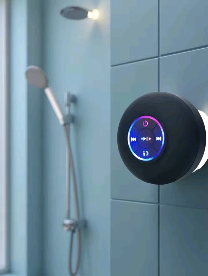 Portable Waterproof Shower Bluetooth Speaker IPX4, Suction Cup, RGB, BT 5.0, Mic - Image 2 of 4