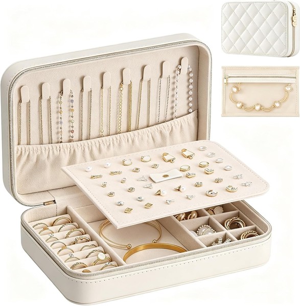 Reise SchmuckkäStchen Schmuckaufbewahrung Etui (L) FüR Schmuck Reisen-image
