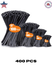 Zip Cable Ties Assorted Sizes(4”+6”+8”+12”) Heavy duty Nylon Black UV Resistant