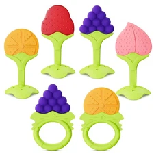 Baby Teething Toys 6 Packs BPA Free Silicone Baby Teethers, Freezer Safe Organic
