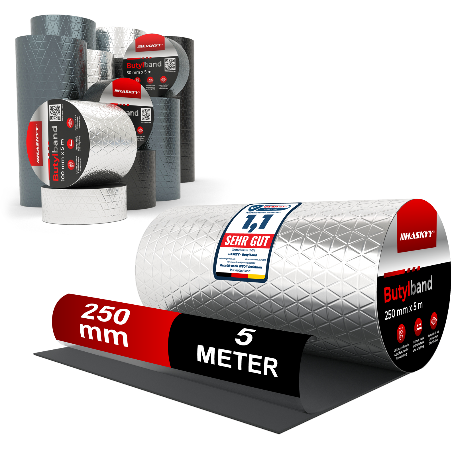 Butyltape Dichtband Alubutyl Stark 25Cm*5M Breit Reparaturband Silber Butylband-image
