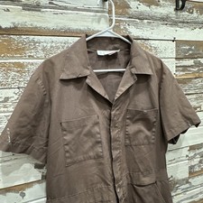 VTG Dickies Brown Jumpsuit Coverall Halloween 42 Distressed Paint Splatters Work