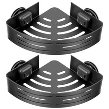 2 Pack Corner Shower Caddy Suction Cup Rust-proof aluminum alloy With 4 hooks...