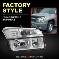 For 2002-2006 Avalanche Cladding Chrome Clear Head Lamps + Bumper Parking Lights