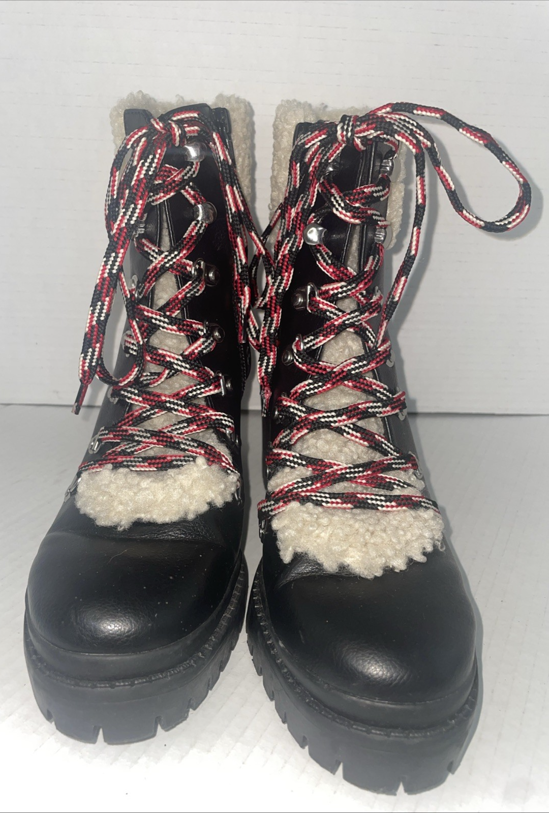 SAOLA Stivaletti filo universale donna 8 neri pelliccia sintetica stringati suola a strappo escursionista invernali