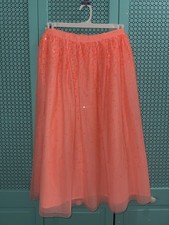Girl  s Cat  Jack Moxie Peach Sequined Tulle Long Skirt Size XL 14-16 NWT
