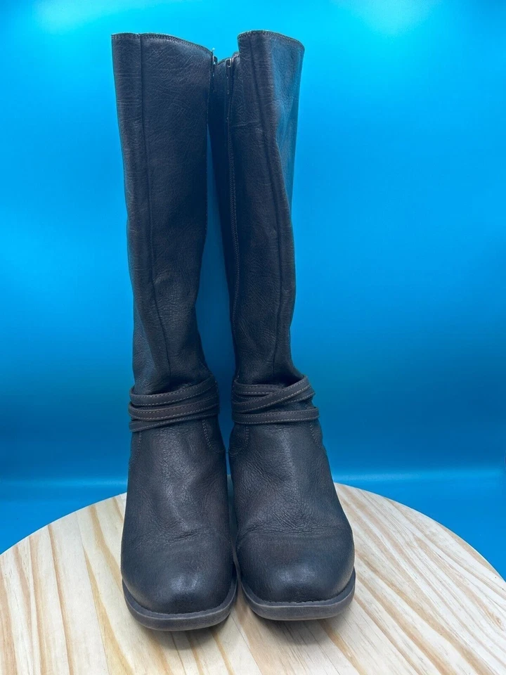 White Mountain Knee High Riding Boot Women's Sz 8.5W Brown Leather Side Zip - Image 2 of 4