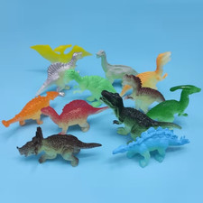 12 Glow-in-the-Dark Dinosaur Set - PVC Toy Models with Green, Blue, Orange, Red
