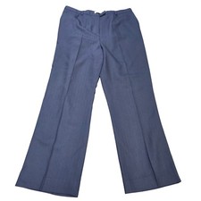 Pendleton 100 Virgin Wool Herringbone Wide Leg Trousers Women's Size 18 Navy