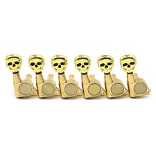 6R inline Guitar Closed Tuners Tuning Pegs Skull Machine Heads Gold For Start