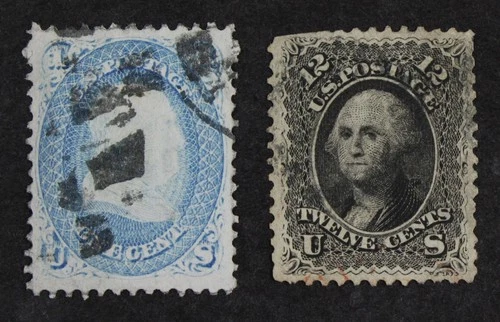 CKStamps: US Stamps Collection Scott#63 69 1c 12c Used #69 Tiny Thin