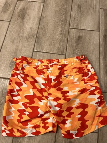 Orlebar Brown x Nick Wooster Swim Trunk Men 30 Orange Red Camo Lined Setter - Picture 10 of 13
