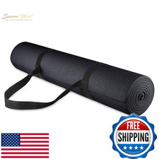 Fitvids 1/4" High-Density Non-Slip Yoga Mat Knee Pad  Carry Strap - Black
