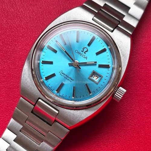 VINTAGE 1979  WOMEN  OMEGA  SEAMASTER  CAL  684  AUTOMATIC  DATE  SERVICED  BLUE