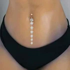 Long Dangle Belly Button Rings Surgical Steel Crystal Navel Rings Belly Piercing