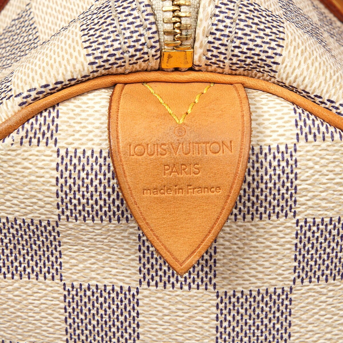 LOUIS VUITTON ルイヴィトン DAMIER AZUR 67093 auth LOUIS VUITTON white Damier Azur Canvas SPEEDY 25
