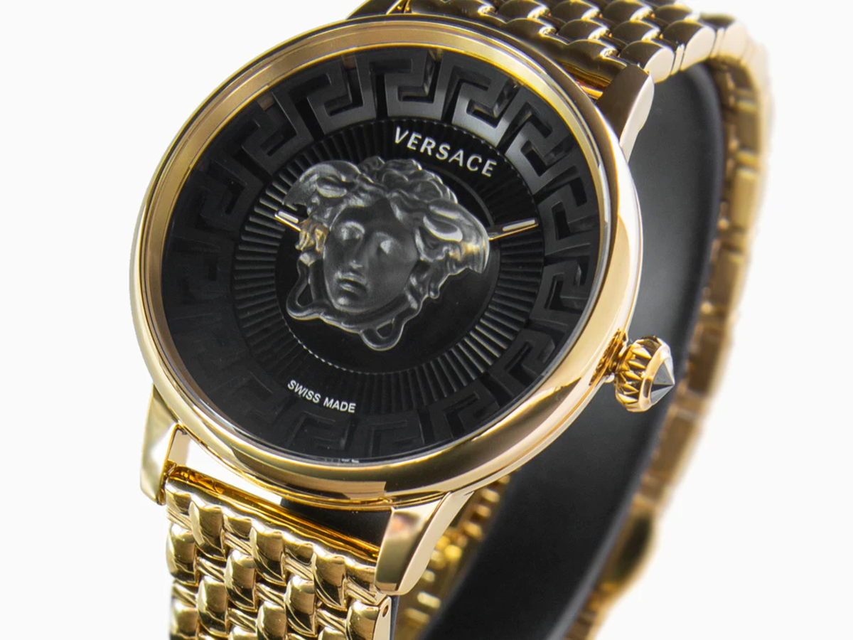 Versace Medusa Alchemy Quartz Watch, PVD Gold, Black, 38 mm