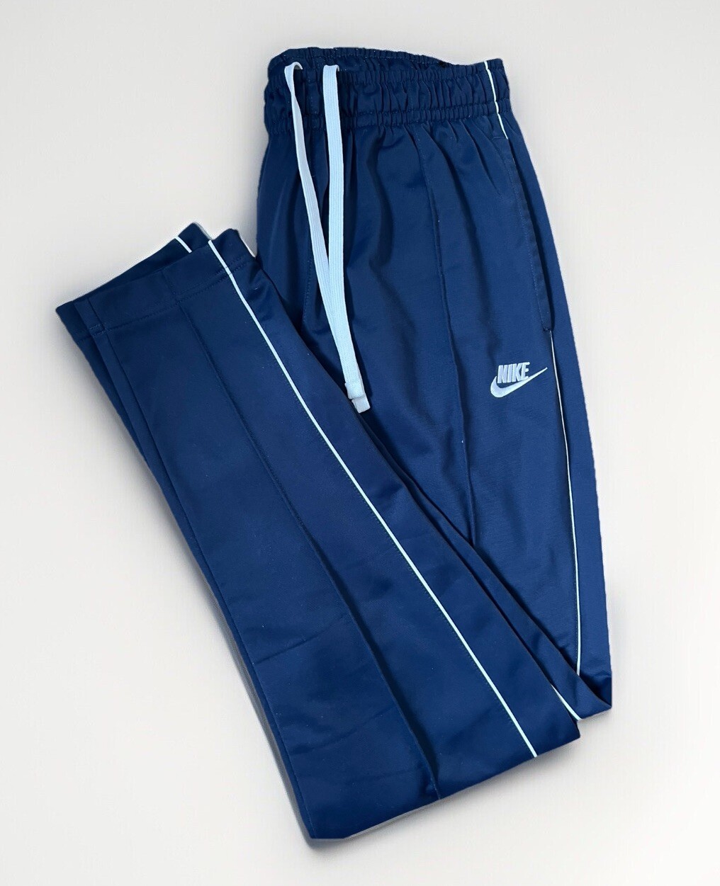 NIKE Track Pants Men’s Med. Blue NSW Tapered Drawstring Sportswear Pockets Logo