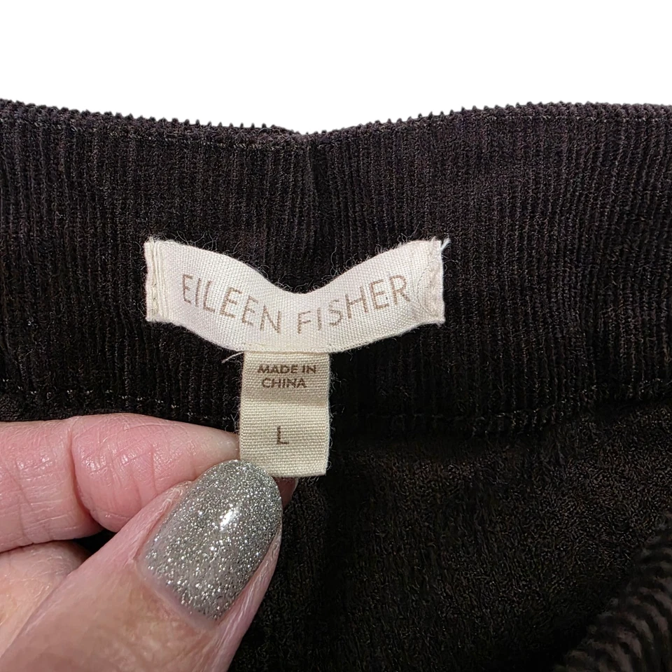 Eileen Fisher Pants Womens Brown L Corduroy Mid Rise Stretch Casual Travel Ankle - Image 3 of 4
