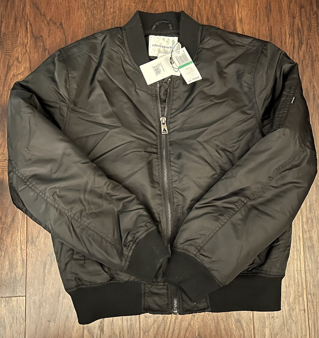 Eleven Paris Men's Bomber Jacket, Black, Small MSRP $195