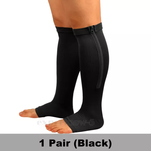 Zipper Compression Socks Support Graduated Stockings Mens Women 20-30mmHg Unisex - Picture 14 of 22