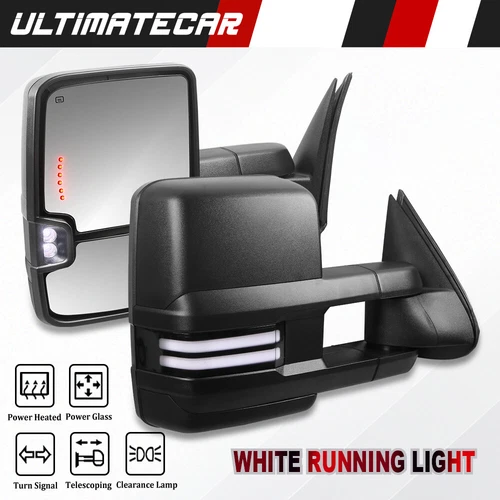 Pair Power Heated Signal Tow Mirrors For 03-07 Chevy Silverado GMC Sierra Yukon