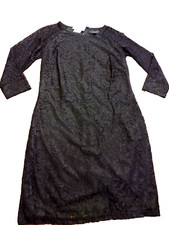 NWT Laundry by Shelli Segal Lace 3/4 Sleeve Shift Black Dress Sz 4 Lined $168