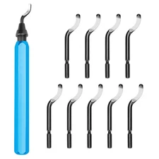 Metal Handle Deburring Tool + 10 BS1010 High Speed Steel Burr Removal Blades Kit
