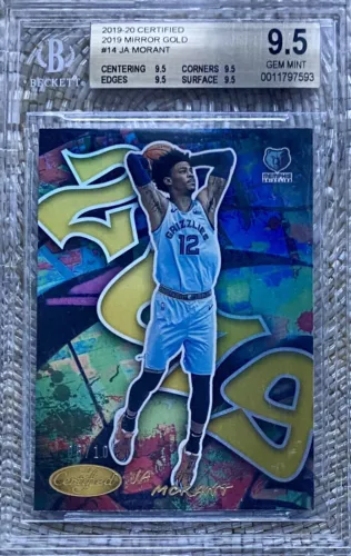 2019 CERTIFIED MIRROR GOLD GRAFFITI /10 JA MORANT RC BGS 9.5 TRUE GEM POP 2