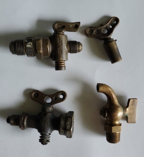 4x Válvulas de agua y gas antiguas de latón de colección manijas salvamento como están para PIEZAS/REPARACIÓN - Imagen 2 de 6