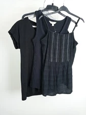 M&S Women's Vest/Lace Top & Plain T-shirt 3xBundle Black Mix Size 6 NWOT F2