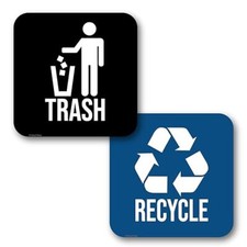 Recycle and Trash Magnets for Kitchen Trash Cans and Recycling Blue and Black
