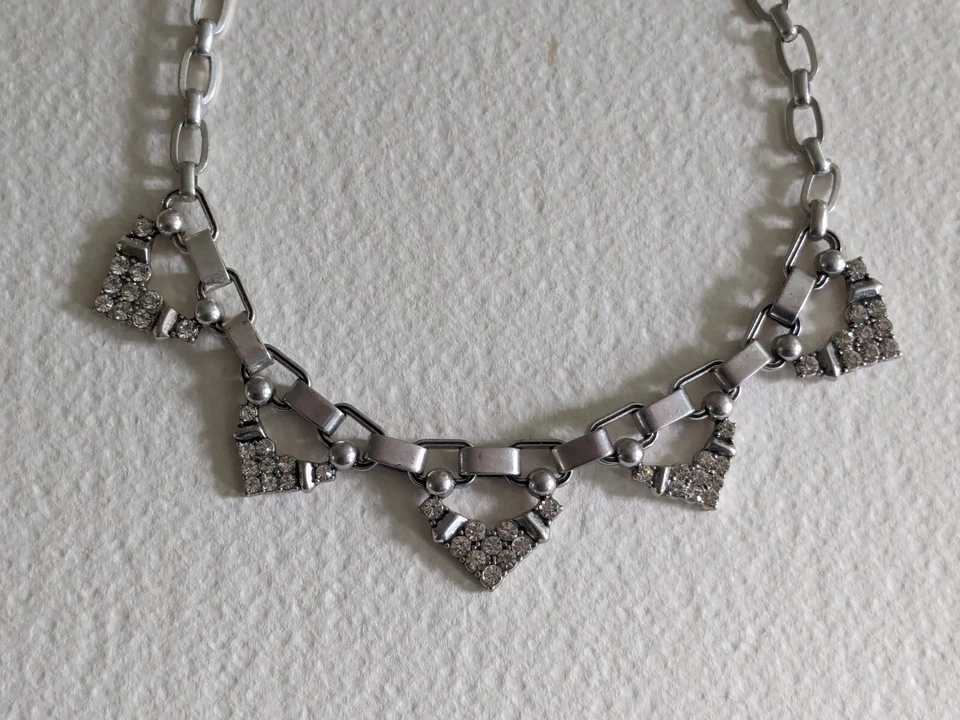 Collar Gargantilla Vintage Stella & Dot Kimberly Aluminio/Estrás Transparente 15.5" Foto 3 de 4