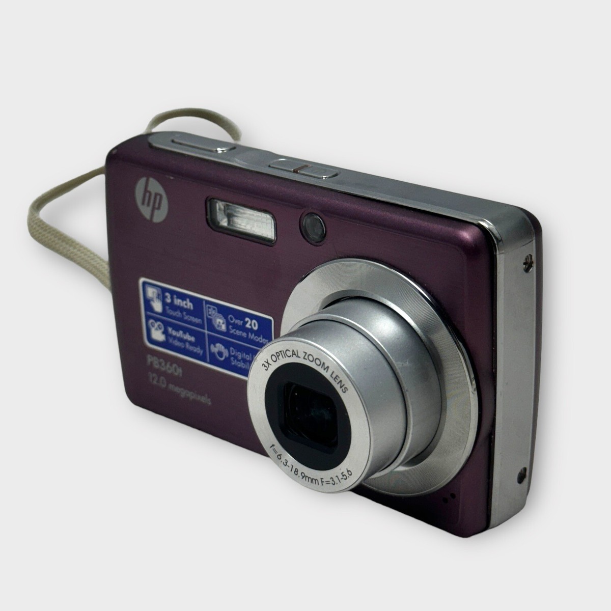 HP PB360t 12.0MP 3x TouchScreen Digital Camera -W Battery No