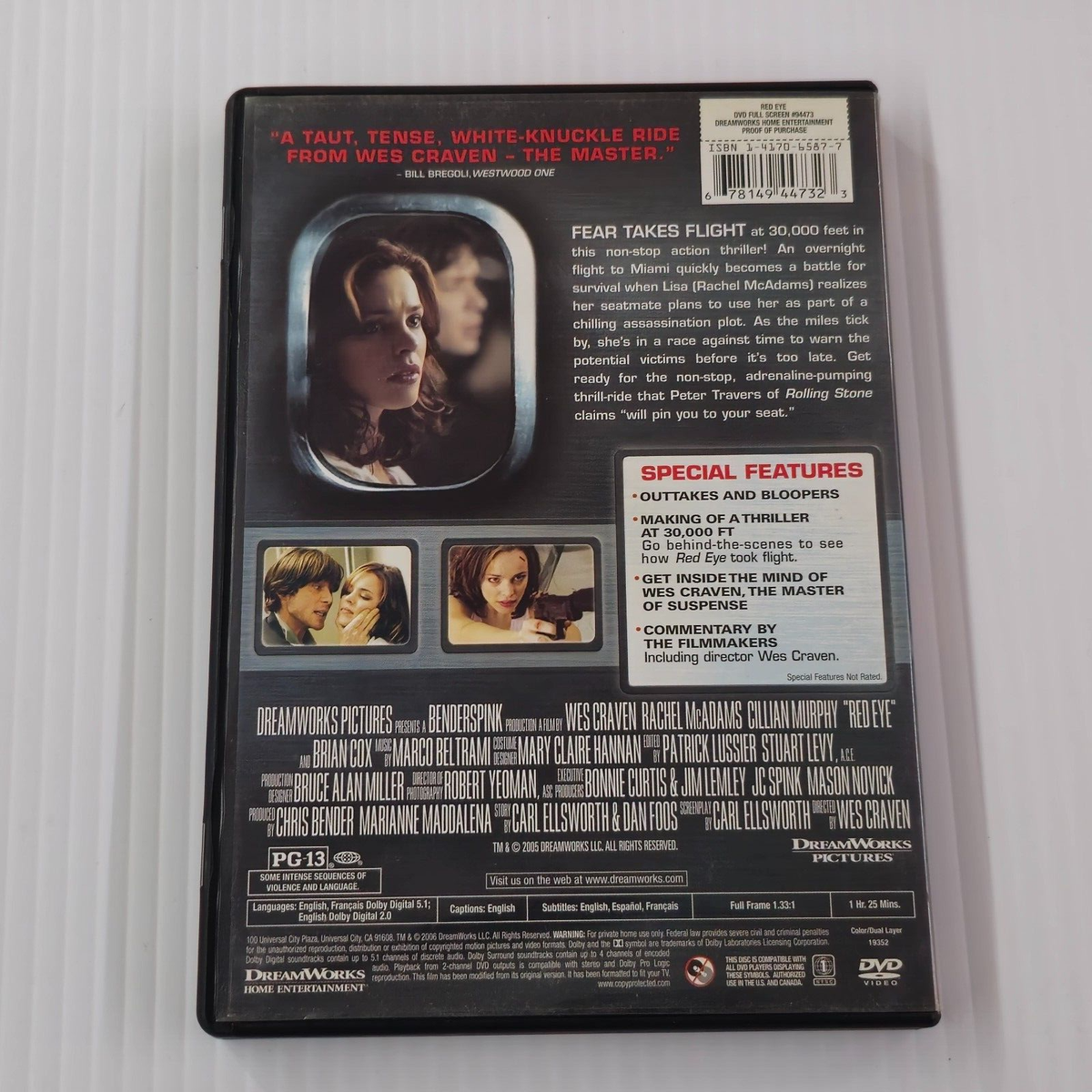 Red Eye (DVD, 2006, Full Frame) Rachel McAdams, Cillian