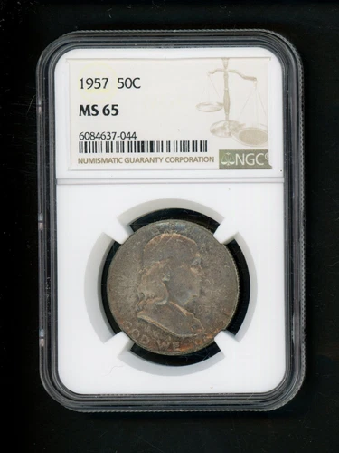 1957 US Franklin Half Dollar 50c NGC MS65 UNCIRCULATED Dark Original Toning GEM
