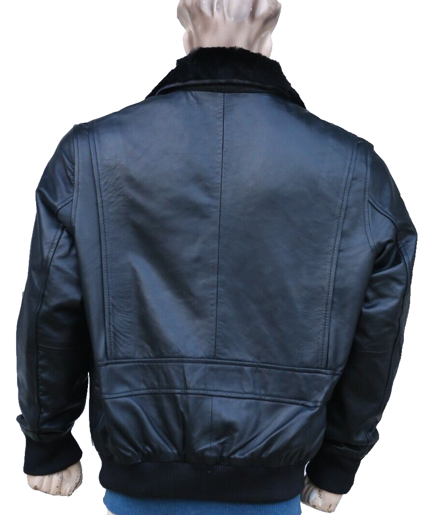 Men Aviator WWII Navy G1 Flight Bomber Real Leather Jacket Warm