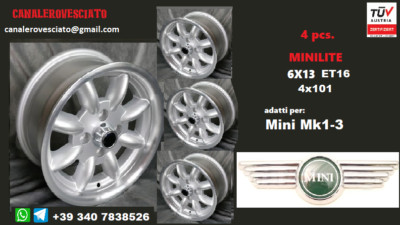 Alufelgen Minilite 6j 13 Zoll Austin Morris Innocenti Rover Mini Mk1 2 3