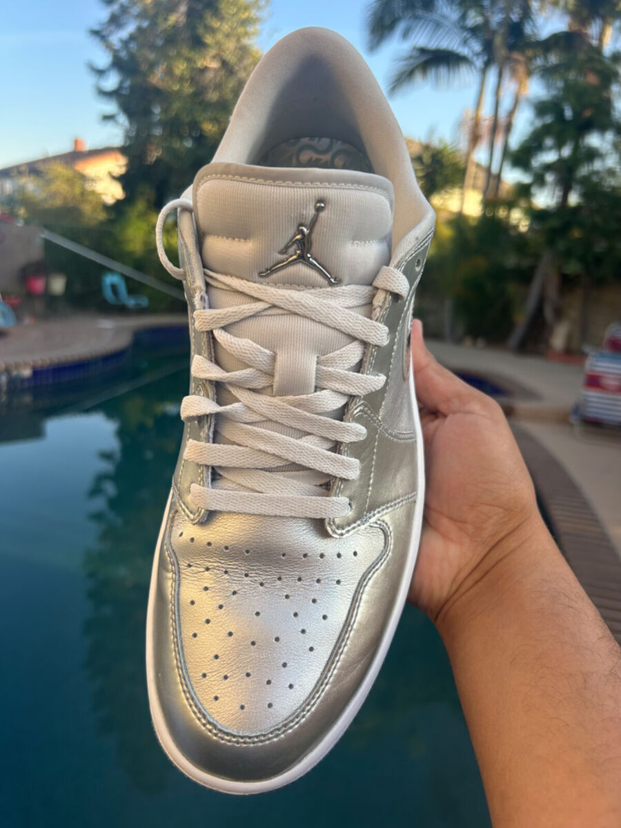 men Size 12.5 Nike Air Jordan 1 Low G Golf Metallic Silver men Size 12.5 Nike Air Jordan 1 Low G Golf Metallic Silver
