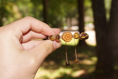 Ayahuasca Bracelet With Tiger  Eye Beads, Good Luck Bracelet From Peru